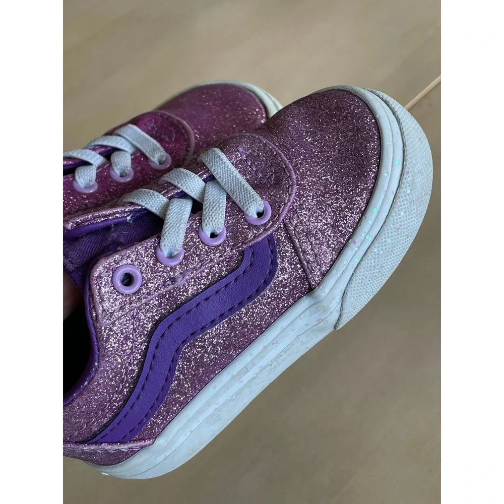 Vans Toddler Girl Old Skool Sneakers Purple‎ Glitter Shoes - Size 5
